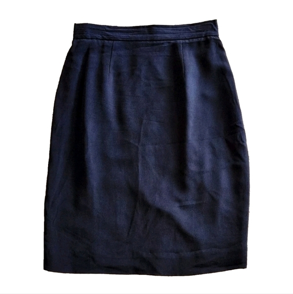 VTG Dana Buchman Classic Silk pencil skirt Size 12 Color black - Picture 1 of 10